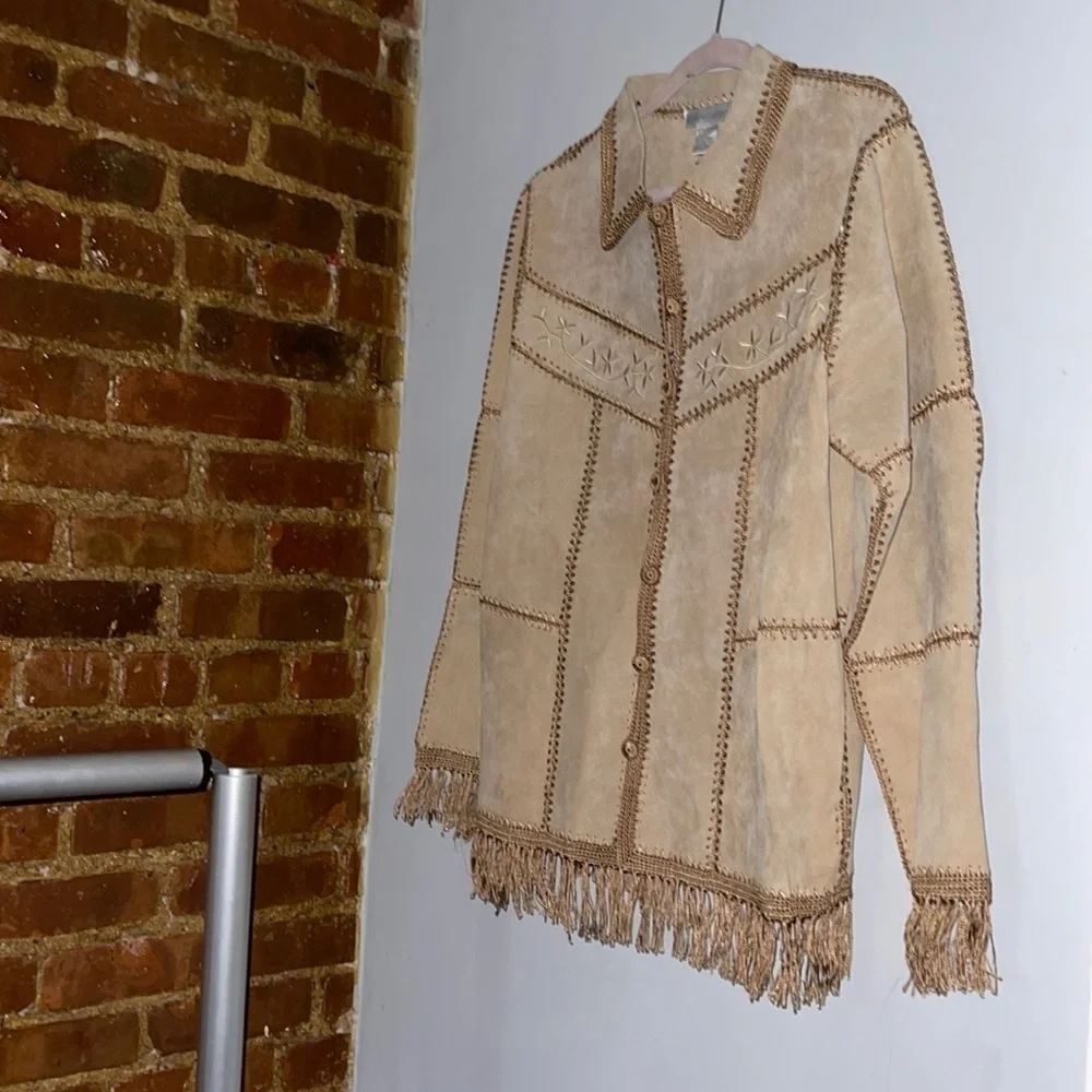 NWOT Dress Batn Boho Fringe leather Blend jacket - Picture 7 of 9
